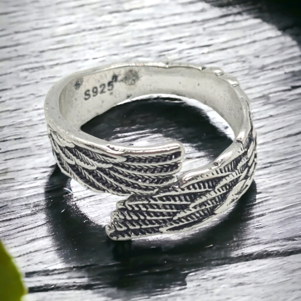 STERLING SILVER WINGS ADJUSTABLE RING